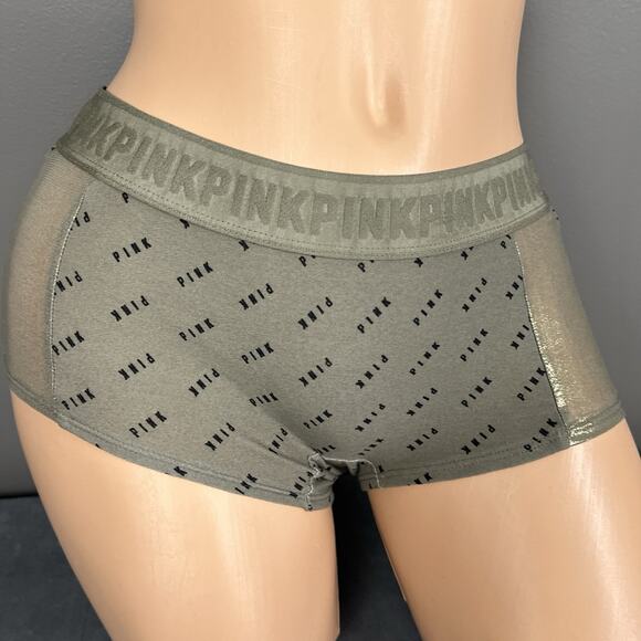 Pink Victoria's Secret Boyshort Boxer 2018 Medium Olive Green Panties Panty New - Picture 3 of 10